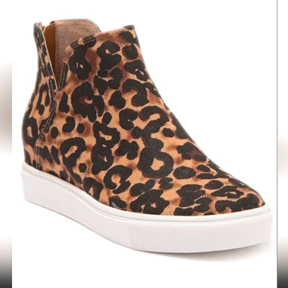 NWT Steve Madden 'Claud' Hidden Wedge Sneakers in Leopard Print Canvas
